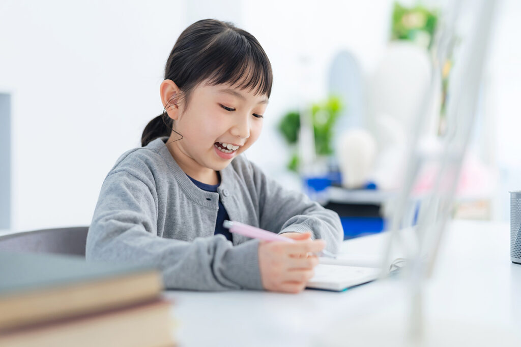 A girl taking a note